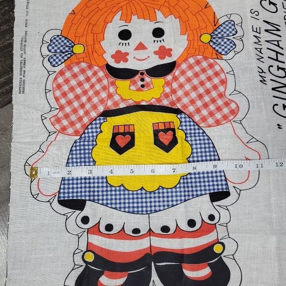 Vintage DIY Fabric Panel Gingham Girl Rag Doll - Picture 5 of 6